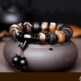 Natural sardonyx men's bracelet Beads Mymaebell.com Bronze