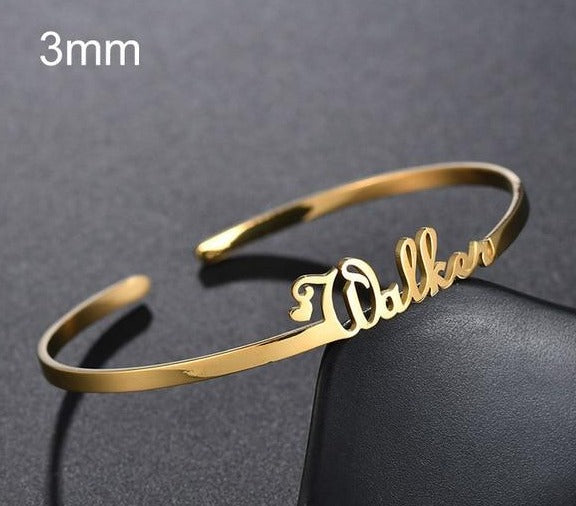 Personalized Gold Custom Bangles Mymaebell.com Style2 Silver