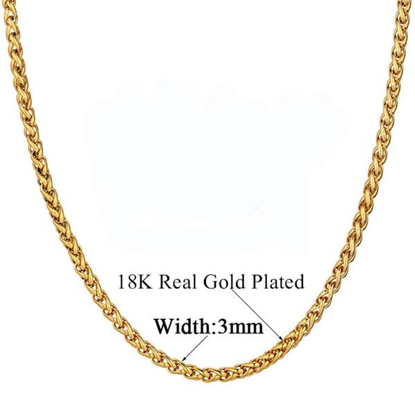 Stainless Steel Gold Chains For Men and Women Mymaebell.com 875 Gold Color 46cm