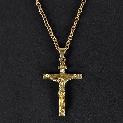 Jesus Cross pendant Mymaebell.com gold 60cm long