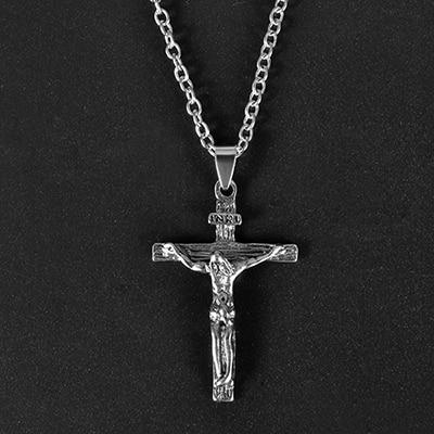 Jesus Cross pendant Mymaebell.com silver 60cm long