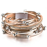 Multilayer Leather Bracelets Mymaebell.com Champagne
