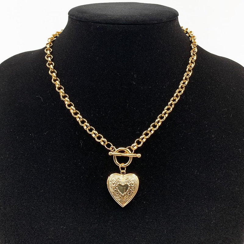 Punk Gold Silver Heart Pendant Mymaebell.com