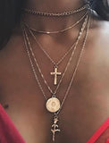 Charm Layers Cross Necklaces Mymaebell.com N854-1