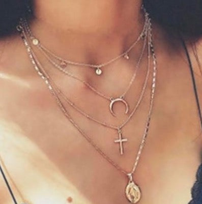 Charm Layers Cross Necklaces Mymaebell.com N898