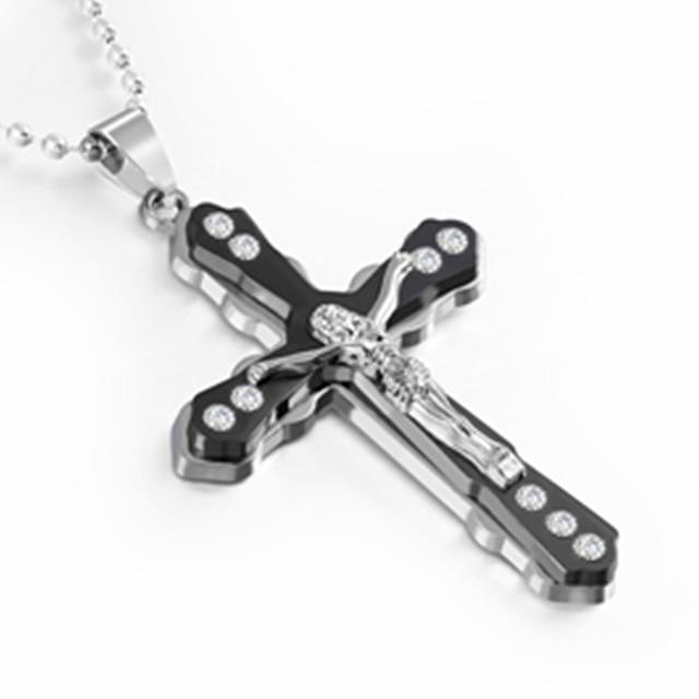 Multi-layer Gold Pendant Mymaebell.com Jesus cross Black