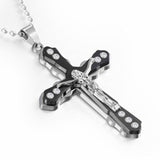 Multi-layer Gold Pendant Mymaebell.com Jesus cross Black