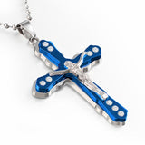 Multi-layer Gold Pendant Mymaebell.com Jesus cross Blue