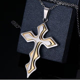 Multi-layer Gold Pendant Mymaebell.com Wavy cross Gold