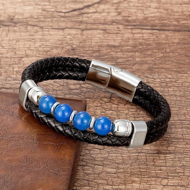 Natural Stone Beads Mymaebell.com Silver-Blue agate 19cm