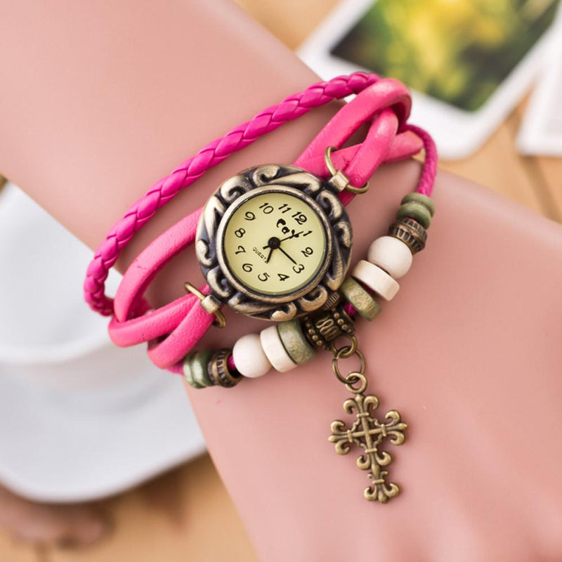 Cross Leather Bracelet | Buy Now Mymaebell.com Rose