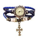 Cross Leather Bracelet | Buy Now Mymaebell.com Dark Blue