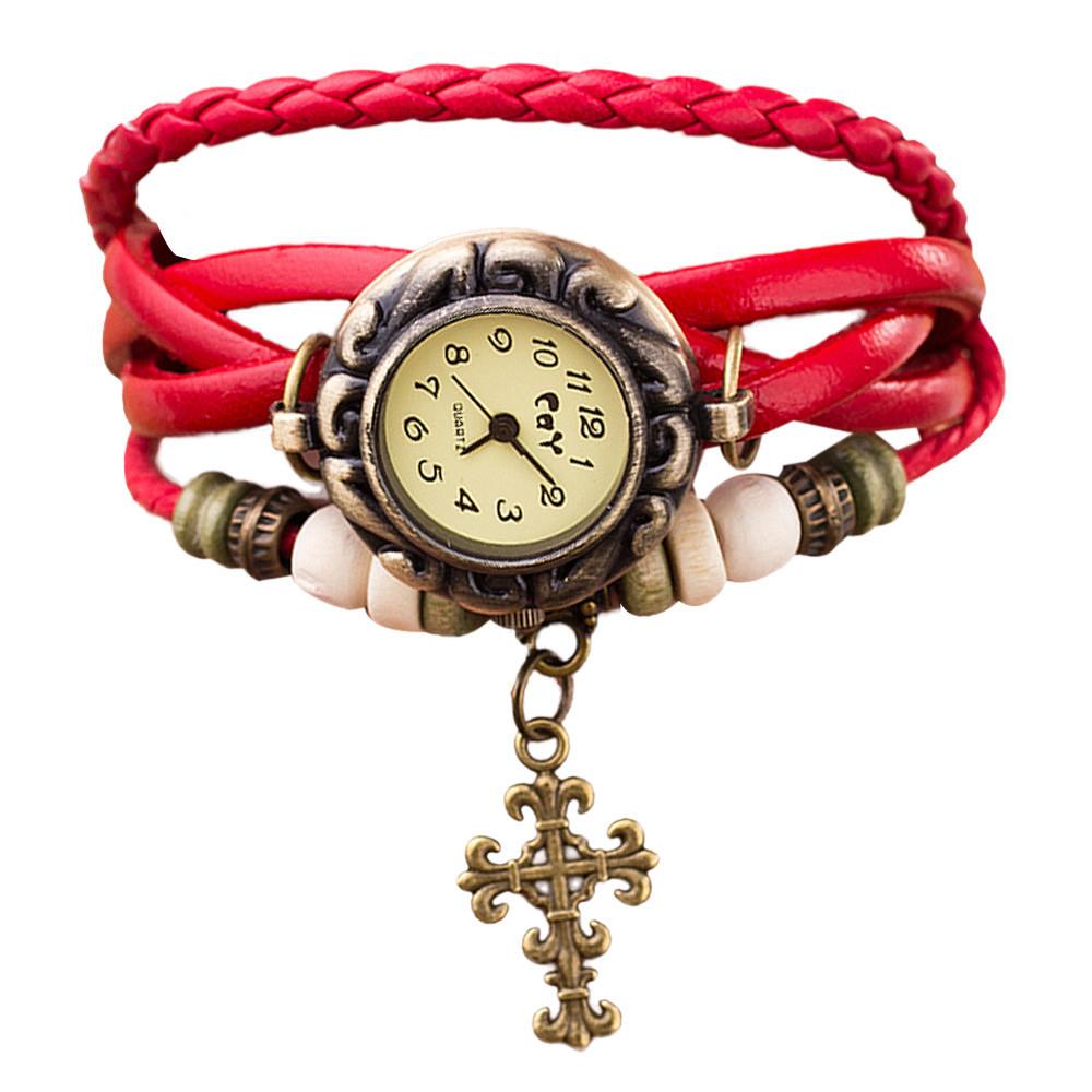 Cross Leather Bracelet | Buy Now Mymaebell.com Red