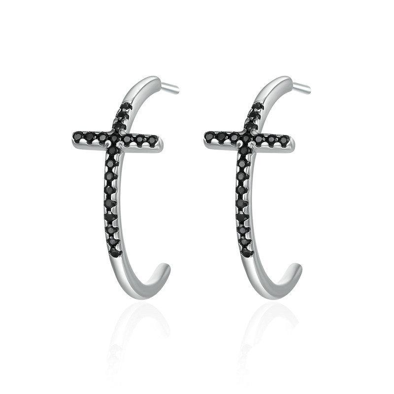 Black Cross Stud Earrings Mymaebell.com
