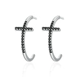 Black Cross Stud Earrings Mymaebell.com