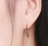 Black Cross Stud Earrings Mymaebell.com