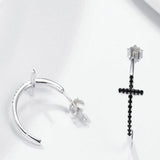 Black Cross Stud Earrings Mymaebell.com