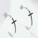 Black Cross Stud Earrings Mymaebell.com