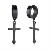 Mens Hip Hop Black Cross - Dangle Drop Earrings Mymaebell.com black color