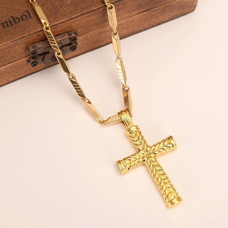 MEN'S - Women 18 k Solid gold GF cross charms pendant Mymaebell.com