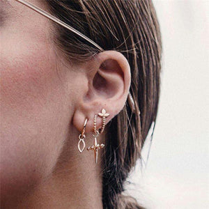 Women Cross Stub-3pcs-set-stainless-steel-earrings Mymaebell.com