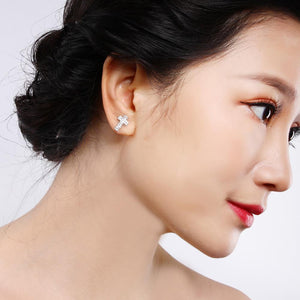 Women Crystal Cross Stud Earring Mymaebell.com