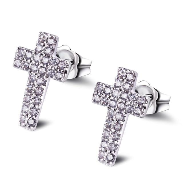 Women Crystal Cross Stud Earring Mymaebell.com
