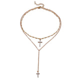 Double Layered Cross Necklace Mymaebell.com Gold