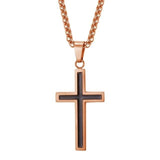 Unique Inlayed Cross Necklace Mymaebell.com Rose Gold Color