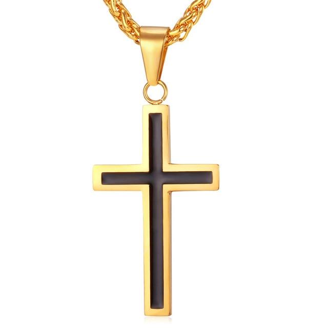 Unique Inlayed Cross Necklace Mymaebell.com Gold Color
