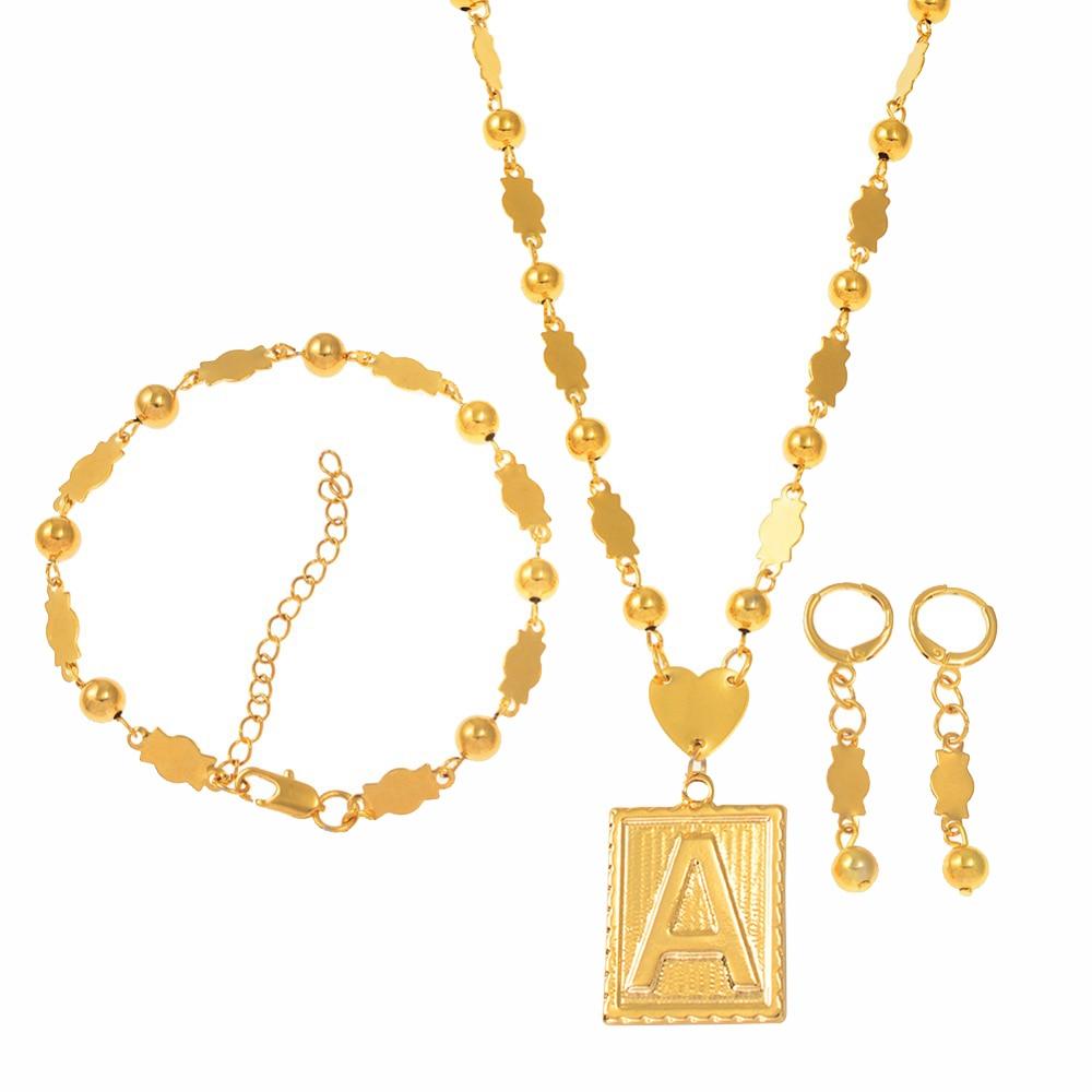 Gold Rectangle Letters Necklaces and Gold Marshall Alphabetl Bracelet Mymaebell.com