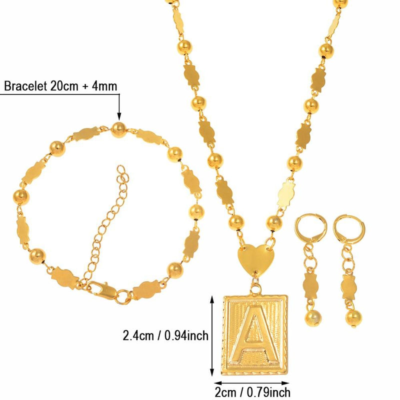 Gold Rectangle Letters Necklaces and Gold Marshall Alphabetl Bracelet Mymaebell.com