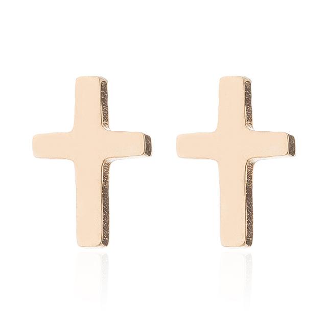 Romantic Mine Cross Stud Earrings Mymaebell.com gold