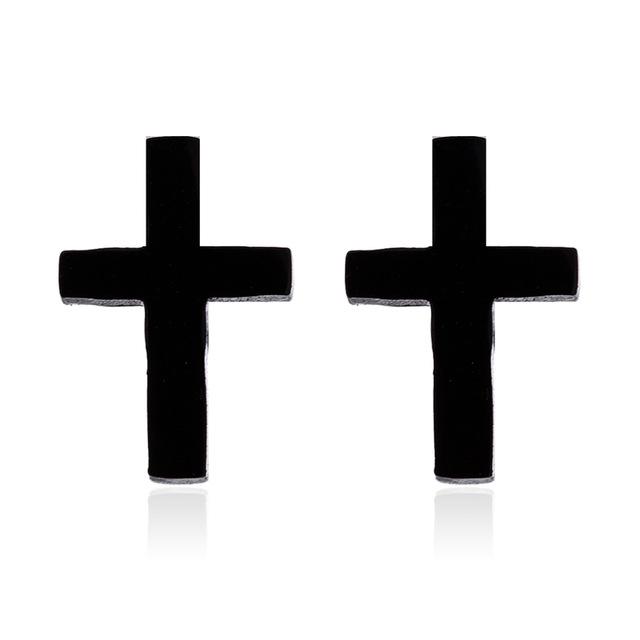 Romantic Mine Cross Stud Earrings Mymaebell.com black