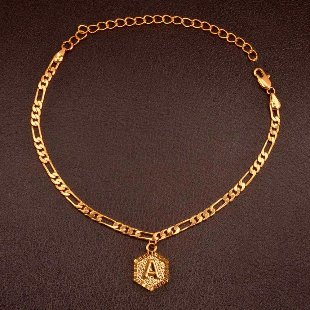 Extender Chain/Gold Color Initial Letters Anklet for Women Mymaebell.com