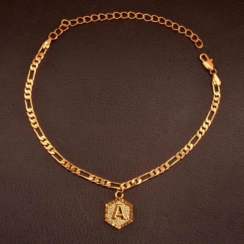 Extender Chain/Gold Color Initial Letters Anklet for Women Mymaebell.com