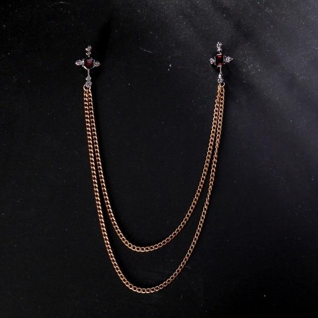 Rhinestone Cross Brooch Cardigan Shirt Collar Pins Brooches Broche Mymaebell.com 3