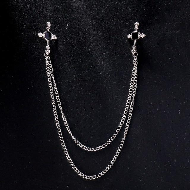 Rhinestone Cross Brooch Cardigan Shirt Collar Pins Brooches Broche Mymaebell.com 1