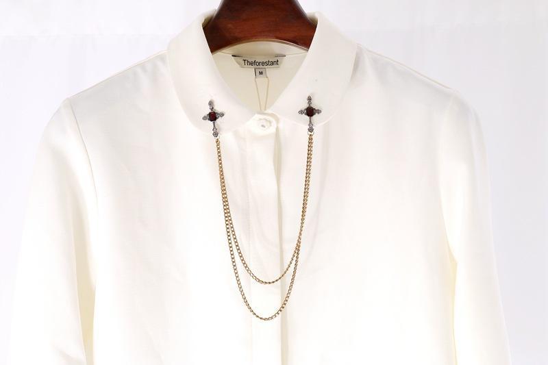 Rhinestone Cross Brooch Cardigan Shirt Collar Pins Brooches Broche Mymaebell.com