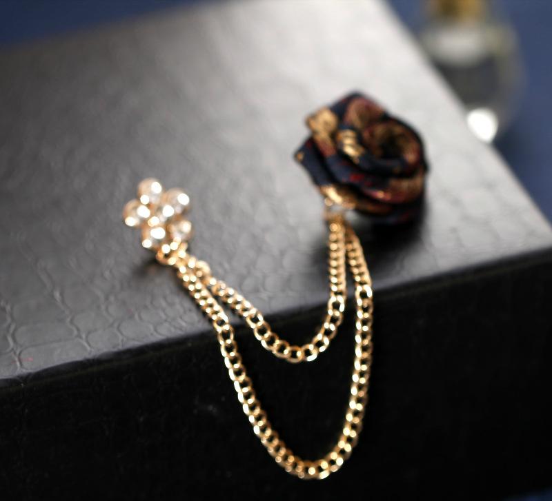 Rose Brooches Tassel Chain Men Suit Collar Brooch Broche Broche Mymaebell.com