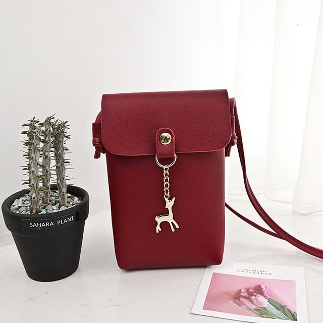 Universal Leather Cell Phone Bag Shoulder Pocket Wallet Pouch Case Neck Strap For Samsung S10 For iPhone X 8 For Huawei P30 V20 iphone case Mymaebell.com B1 red