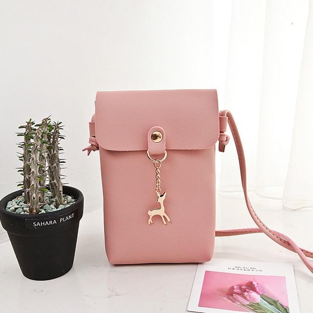Universal Leather Cell Phone Bag Shoulder Pocket Wallet Pouch Case Neck Strap For Samsung S10 For iPhone X 8 For Huawei P30 V20 iphone case Mymaebell.com B3 Pink