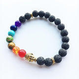 Volcanic stone Buddha head bracelet Beads Mymaebell.com Golden