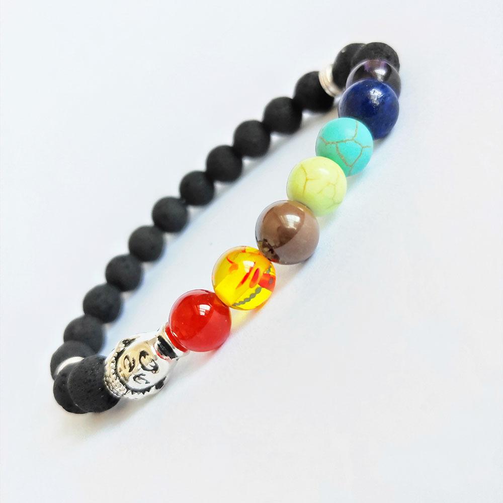 Volcanic stone Buddha head bracelet Beads Mymaebell.com Silver