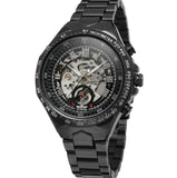 WINNER men's personality fashion gold watch all steel hollow automatic mechanical watch watch Mymaebell.com Black silver scale