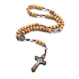 Wooden beads handmade cross necklace Beads Mymaebell.com Khaki