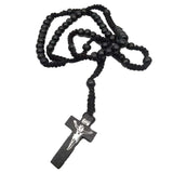 Wooden beads handmade cross necklace Beads Mymaebell.com Black