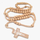 Wooden beads handmade cross necklace Beads Mymaebell.com Light Brown