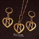 Alphabet A-Z Gold Color Heart Letters Pendant Necklace Initial for Women Girls English Letter Jewelry necklace Mymaebell.com Choose Letter N 60cm Thin Chain 
