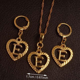 Alphabet A-Z Gold Color Heart Letters Pendant Necklace Initial for Women Girls English Letter Jewelry necklace Mymaebell.com Choose Letter E 60cm Thin Chain 